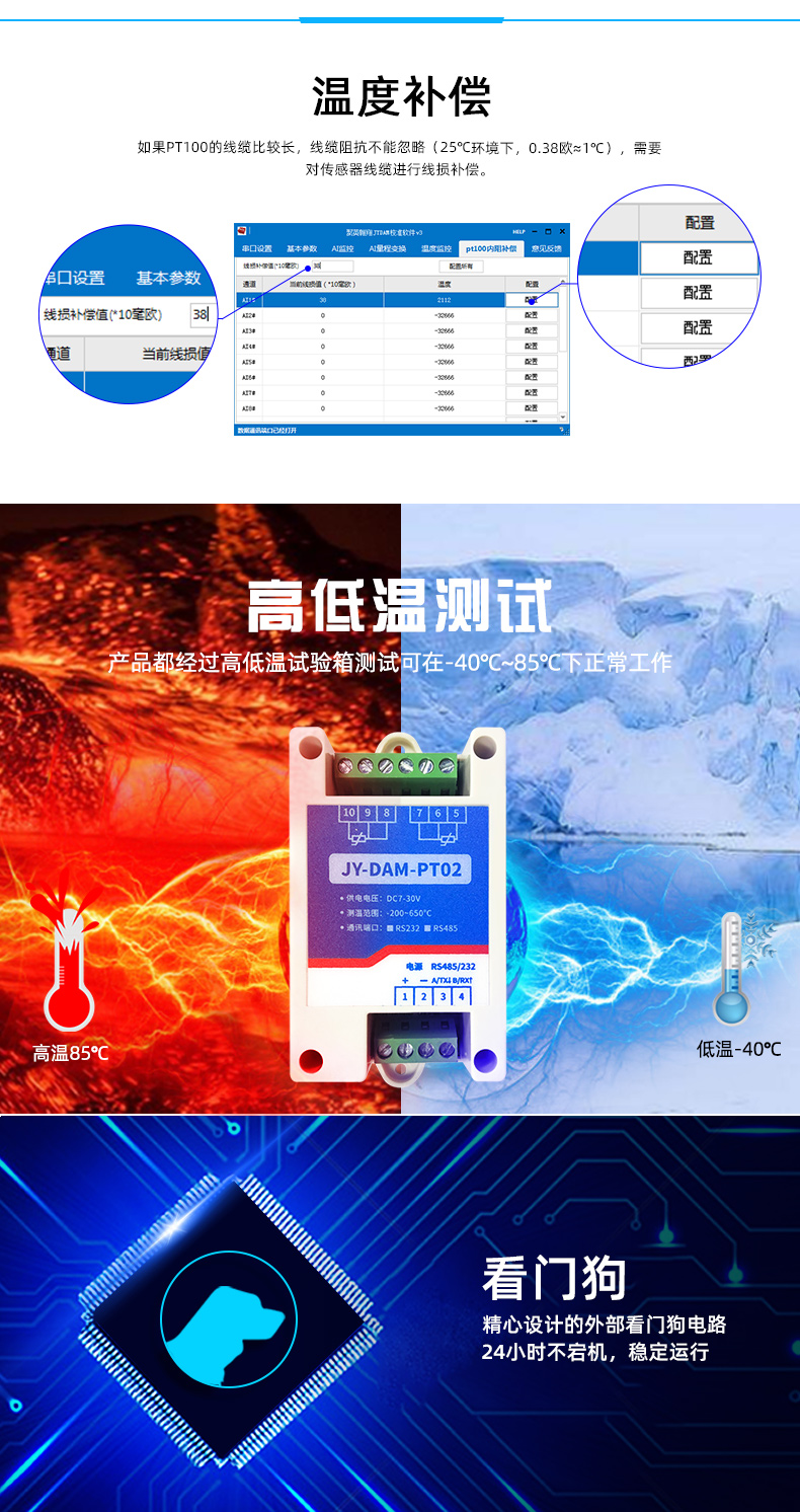 DAM-PT02 溫度采集模塊特點 DAM-PT02 溫度采集模塊特點