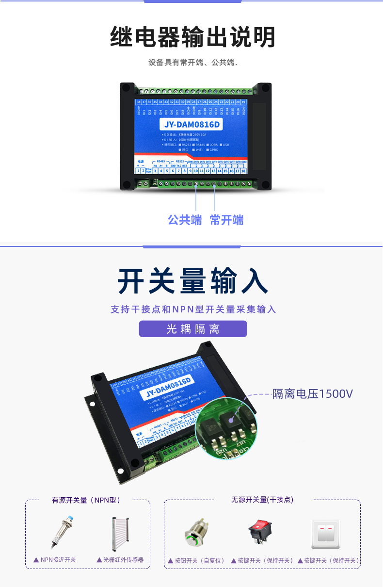 DAM-0816D 工業級I/O模塊開關量輸入 DAM-0816D 工業級I/O模塊開關量輸入